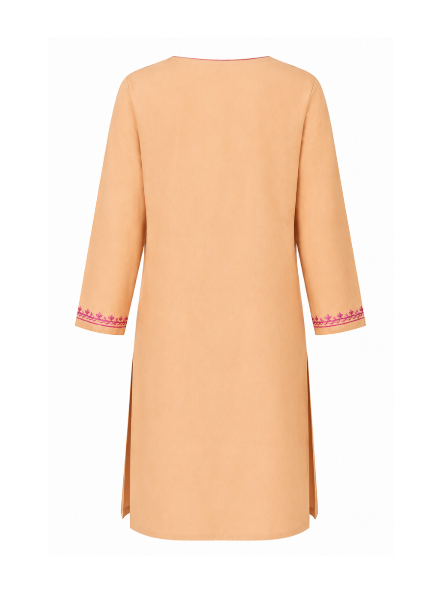 Noor : Aari embroidery summer kurti | Grayish Brown